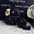 Floral pattern PU leather backpack, shoulder bag, and card holder set for women