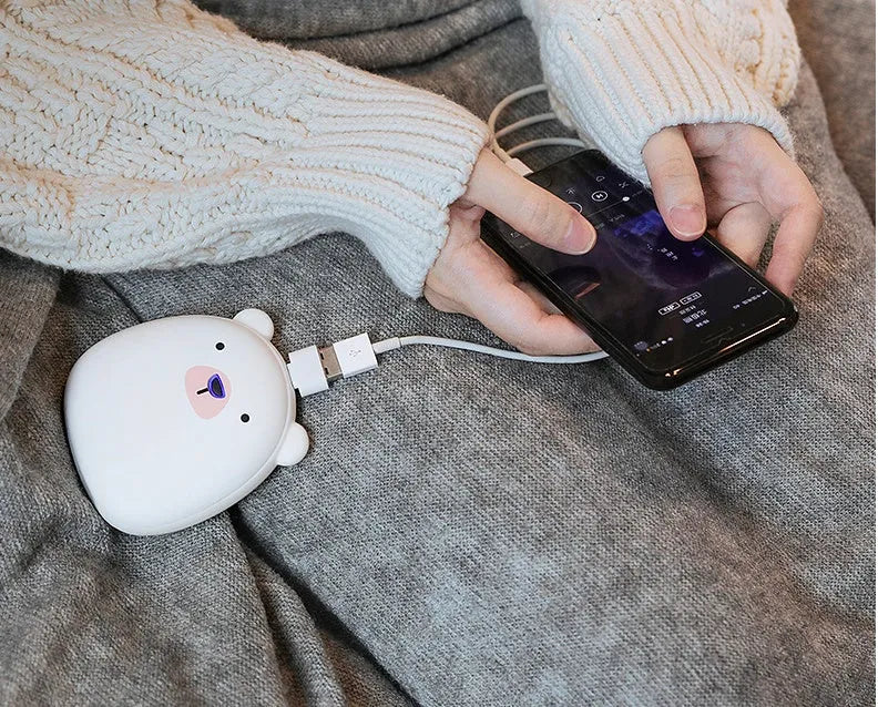 Cartoon penguin polar bear design USB rechargeable hand warmer with power bank functionality