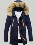 Padded hooded thickening nylon winter jacket in Army Green, plain pattern, zip front