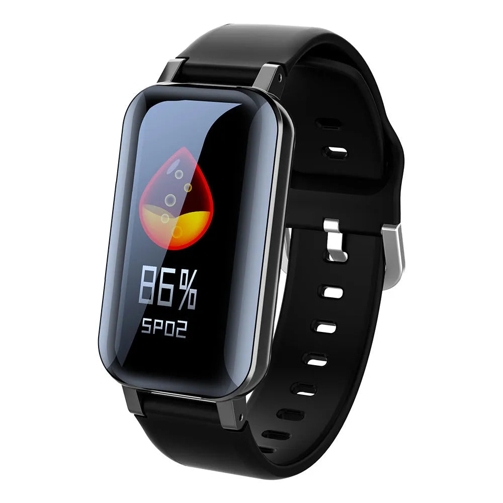Call Bracelet smart wearable fitness tracker in Black, Blue, and Coffee colours on a wrist.