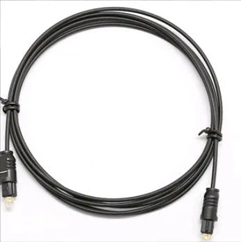OD2.2 digital audio optical fibre cable with black PVC jacket, showing connector detail and slim 2.2mm profile.