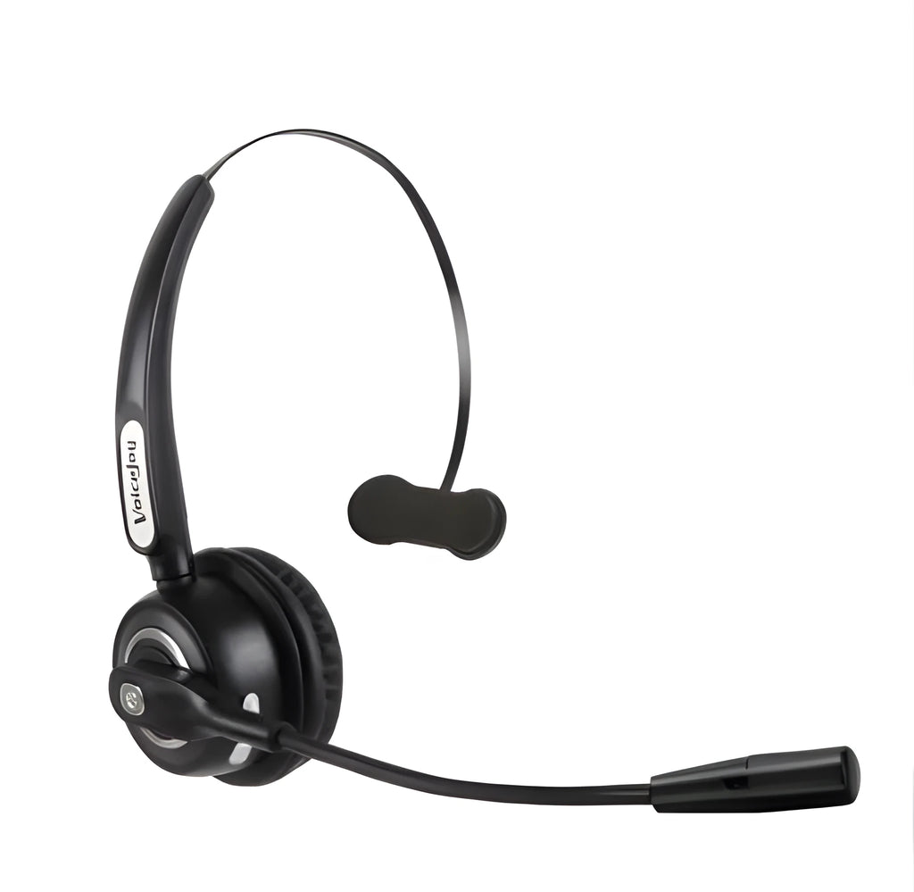 Bluetooth over-ear headset with microphone for truck drivers and office use with noise cancellation