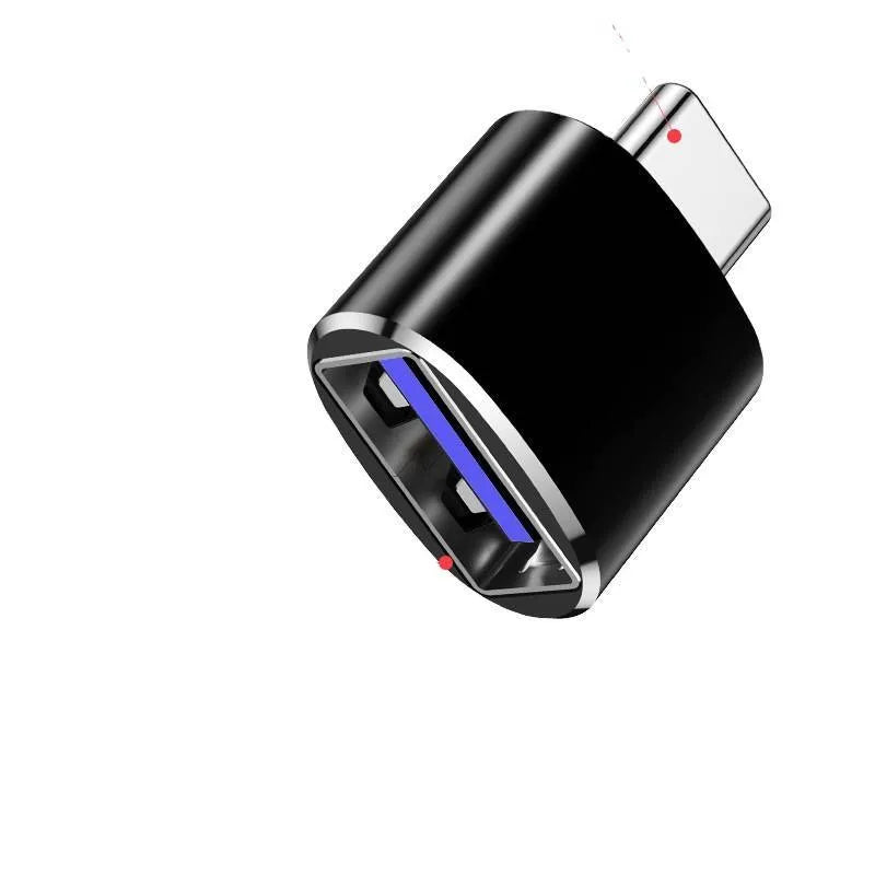 USB-C to USB-A adapter with OTG function, 3.6cm length, in black gold and silver options