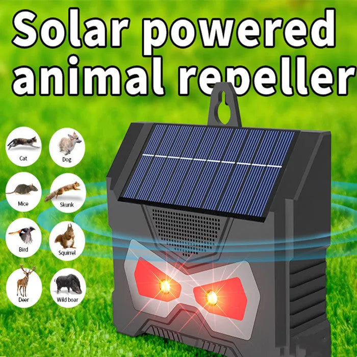 Black animal-shaped solar ultrasonic repeller for outdoor pest control