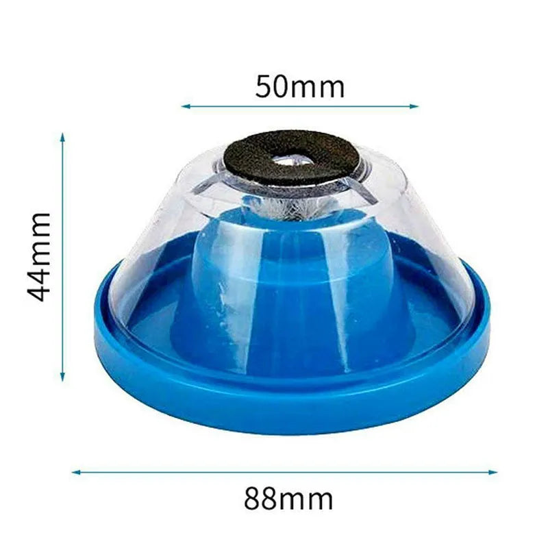 Blue plastic bowl-shaped dust cover for electric hammer drills with sponge ring.