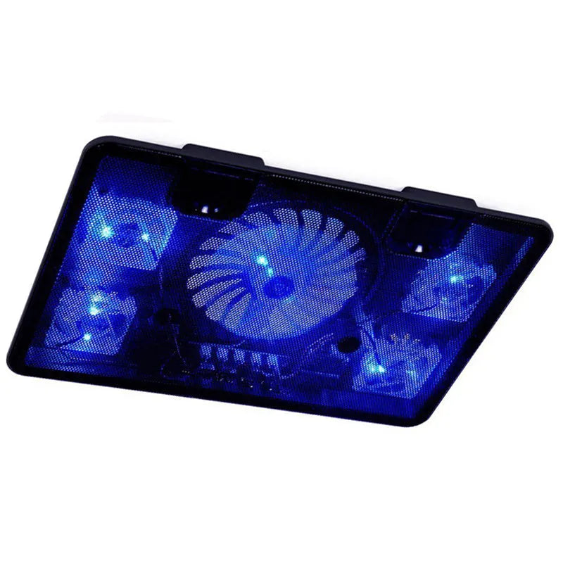 Naju N5 ultra-thin silent laptop cooler with five fans black finish