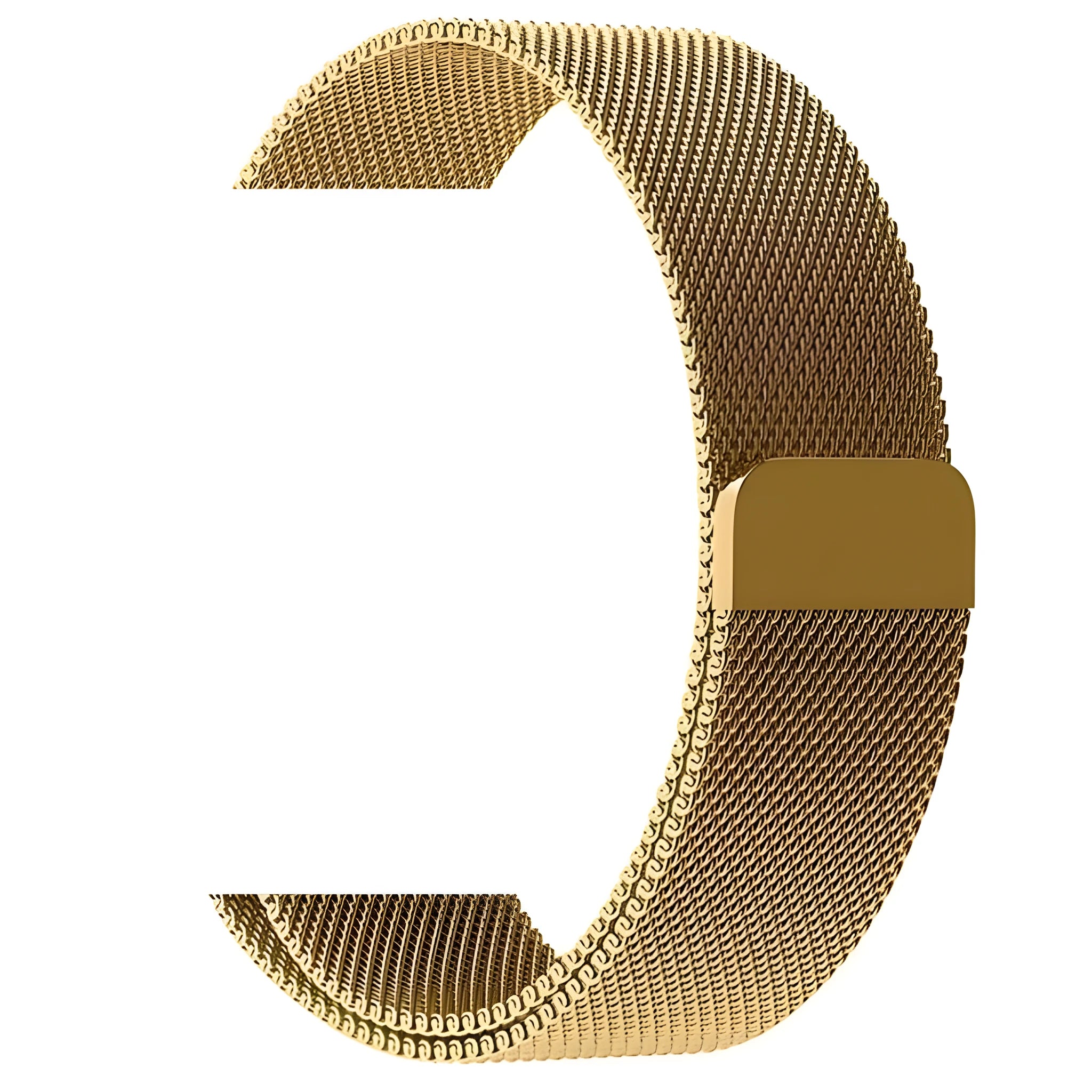 Stainless steel Apple Watch replacement strap in silver, showing metal links and clasp for 38mm-44mm models.