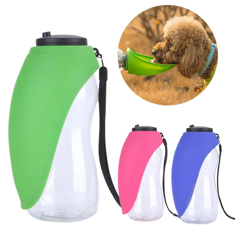 680ml portable pet water bottle for dogs cats with leak-proof seal in sky blue colour