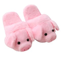 Pink women's pig floor slippers with PP cotton filling and short plush fabric