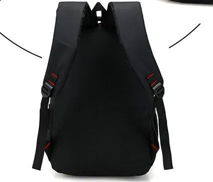 Oxford fabric school backpack with reinforced straps and side pockets available in blue green red grey and orange for teenagers