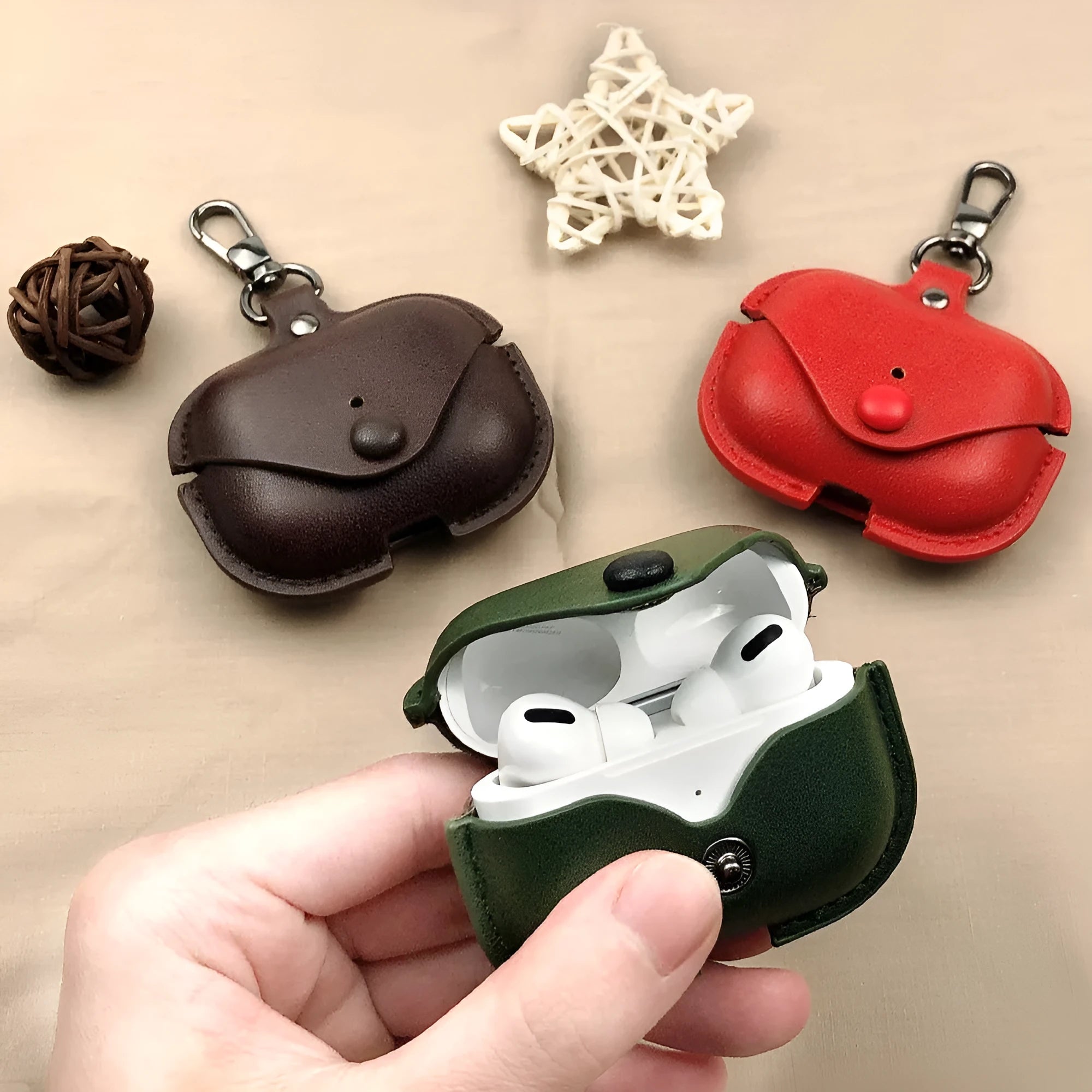 AirPods Pro protective leather case in a choice of PU patterns including cross, crystal, and litchi texture.