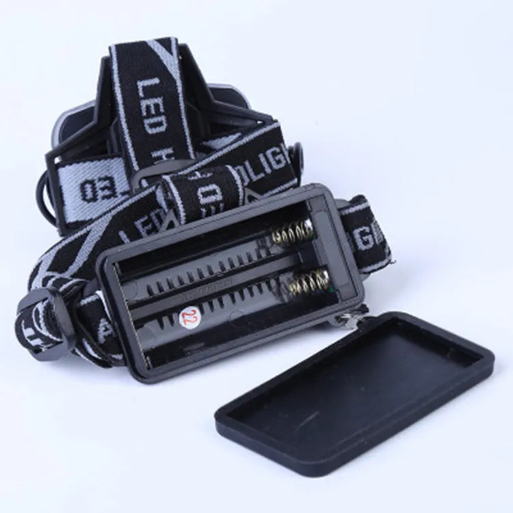 Fixed focus LED head torch with waterproof construction for outdoor camping use
