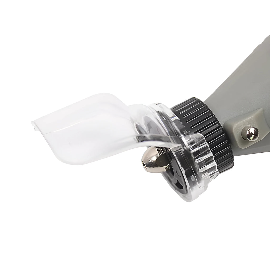 Transparent plastic safety face shield for Delta electric grinder with 17.5-19mm thread.