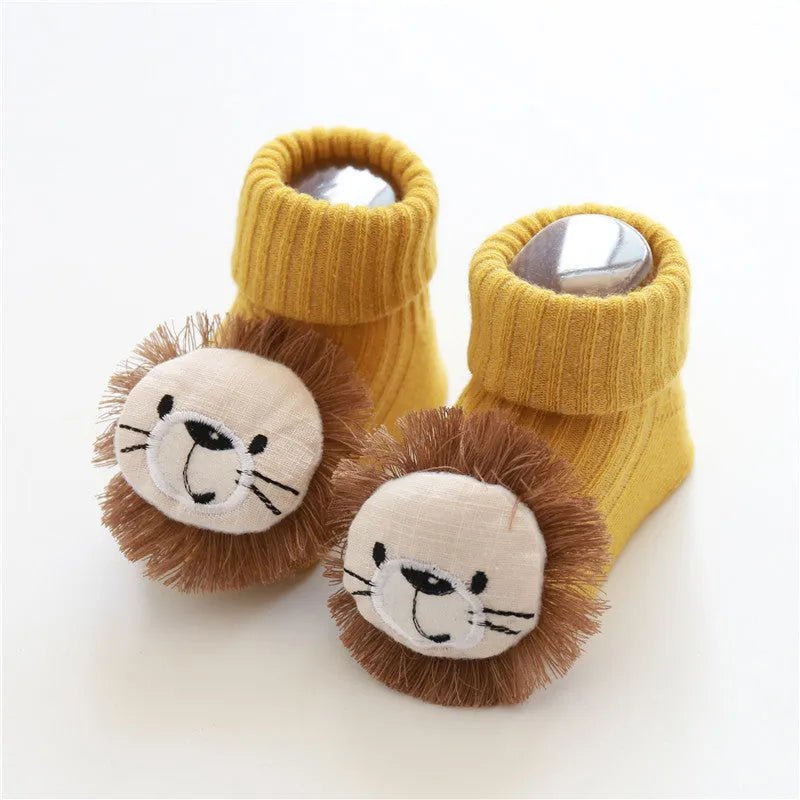 Cotton baby floor socks with anti-slip soles in multiple colours and patterns