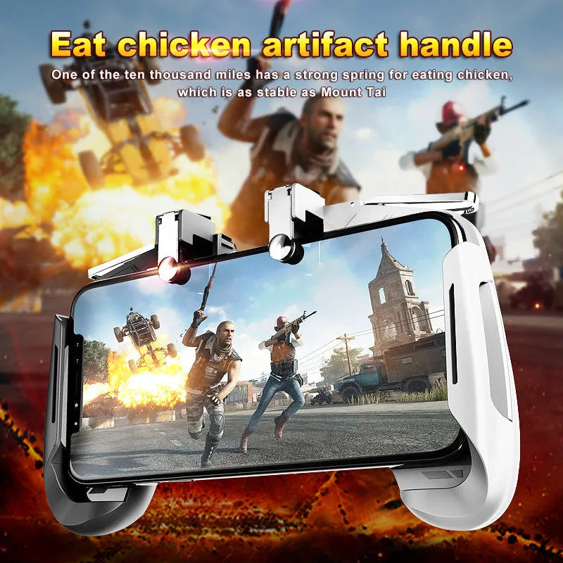 AK16 extendable L1 R1 trigger gamepad controller clamped onto a mobile phone