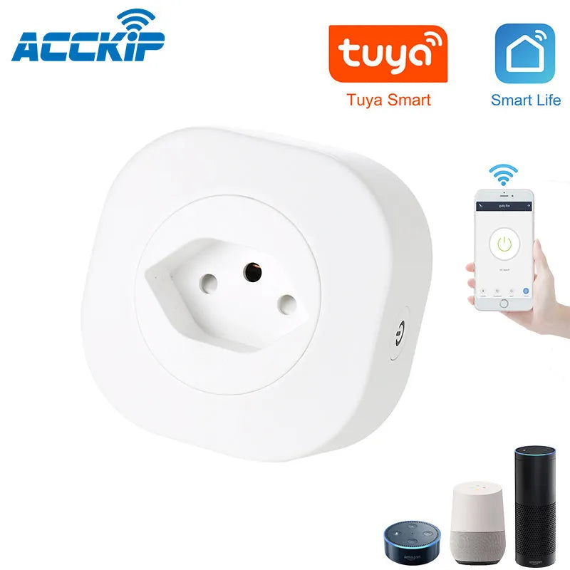 16A smart WiFi socket plug with EU, US, and Swiss configurations for voice-controlled home automation