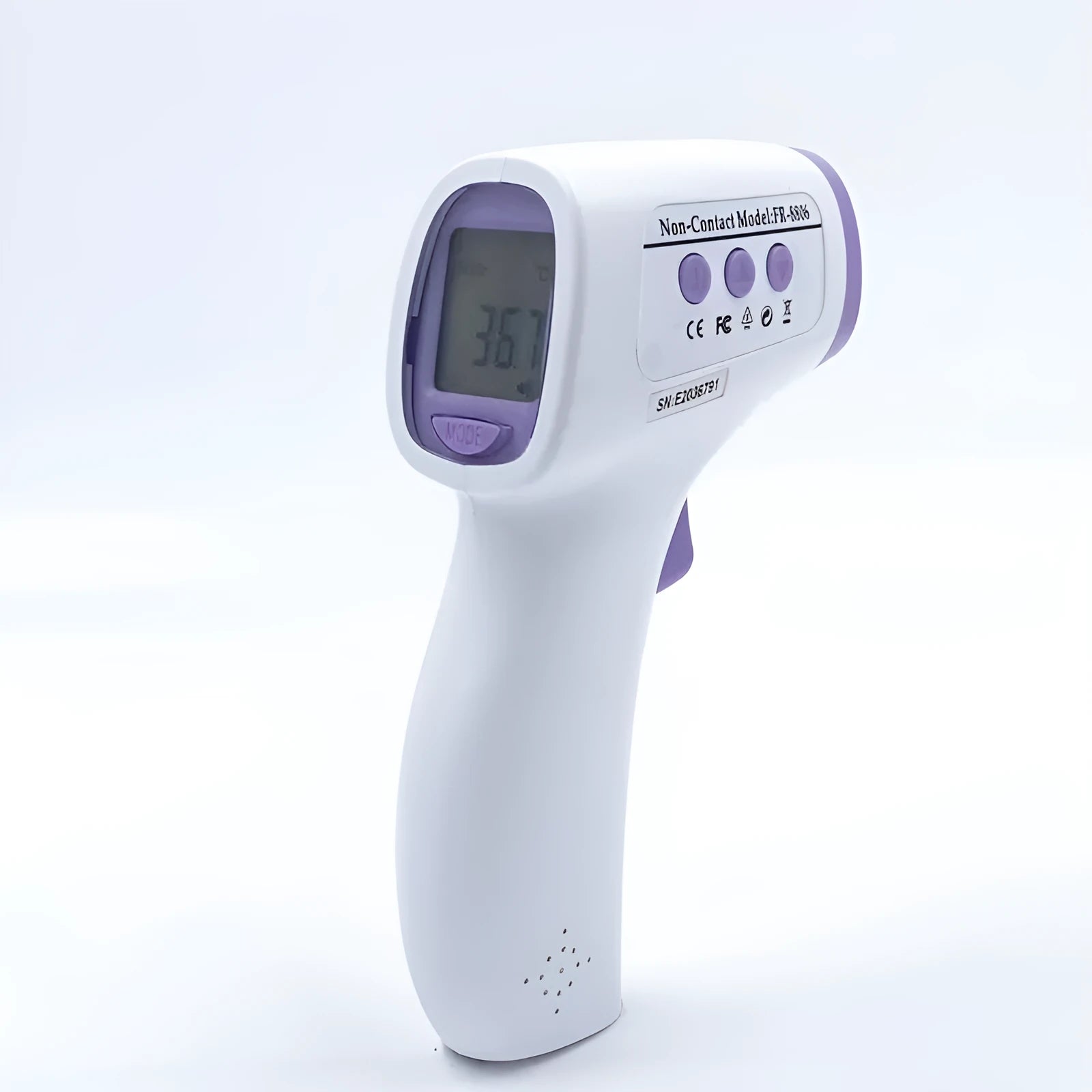 White digital non-contact thermometer with LCD screen for temperature measurement