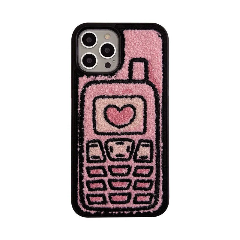 Pink towel embroidered TPU back cover case for iPhone on a table