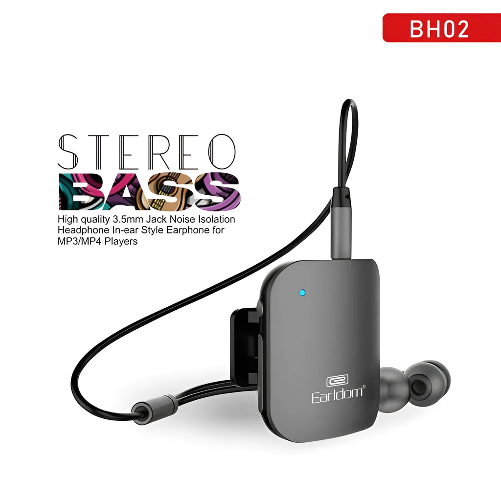 Bluetooth audio receiver for running headphones with Lavalier clip and multiple colour options