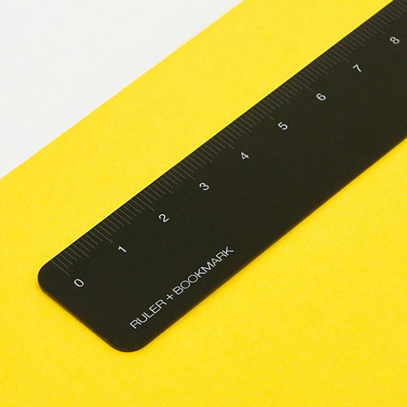 Aluminium metal bookmark ruler with 15cm laser-engraved scale in retro design