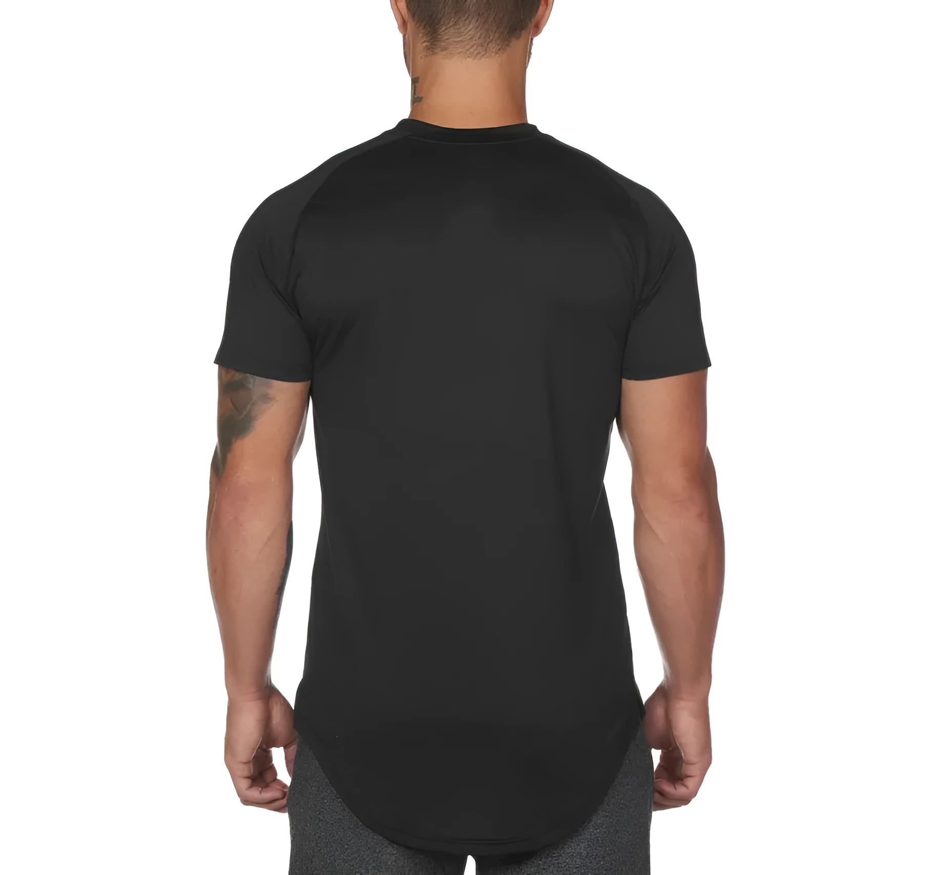 Men's plain custom gym shirt in cotton and spandex fabric, shown in Army Green colour.