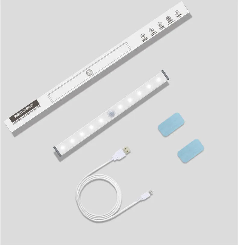 Silver aluminium LED closet light with magnetic back and human body motion sensor