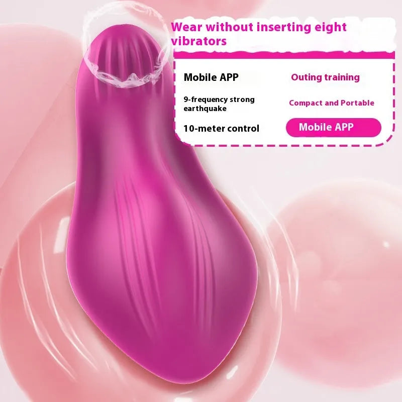 Rose red wearable female massager with silicone construction and APP remote control functionality