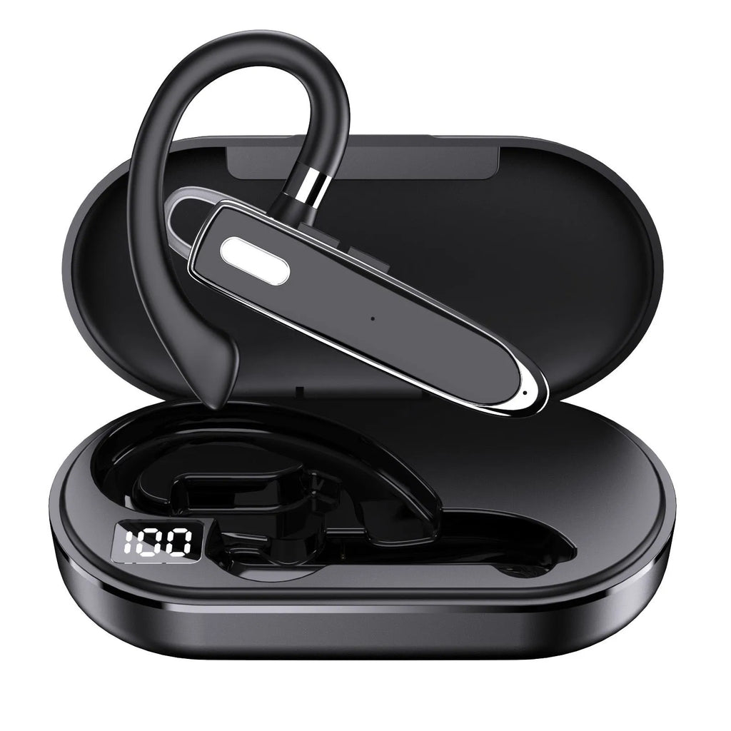 Business single-ear Bluetooth headset with ear-mounted design, ABS material, and noise reduction