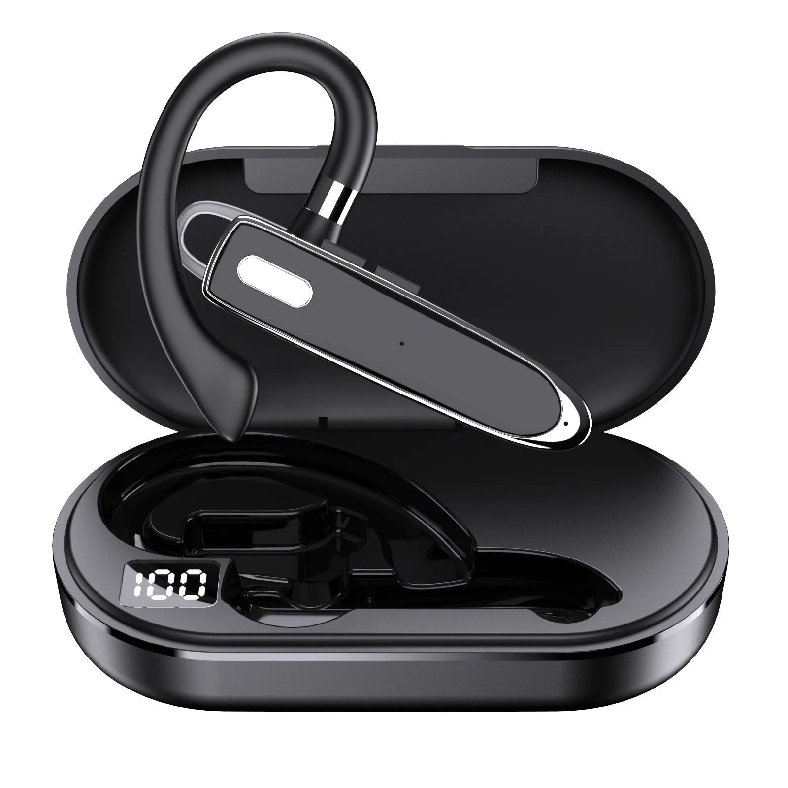 Business single-ear Bluetooth headset with ear-mounted design, ABS material, and noise reduction