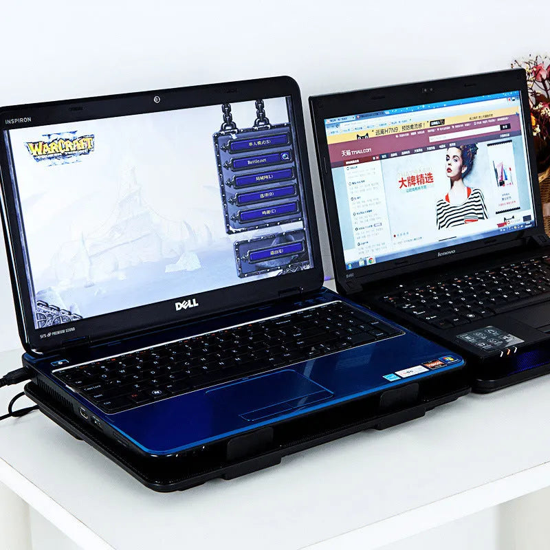 Naju N5 ultra-thin silent laptop cooler with five fans black finish
