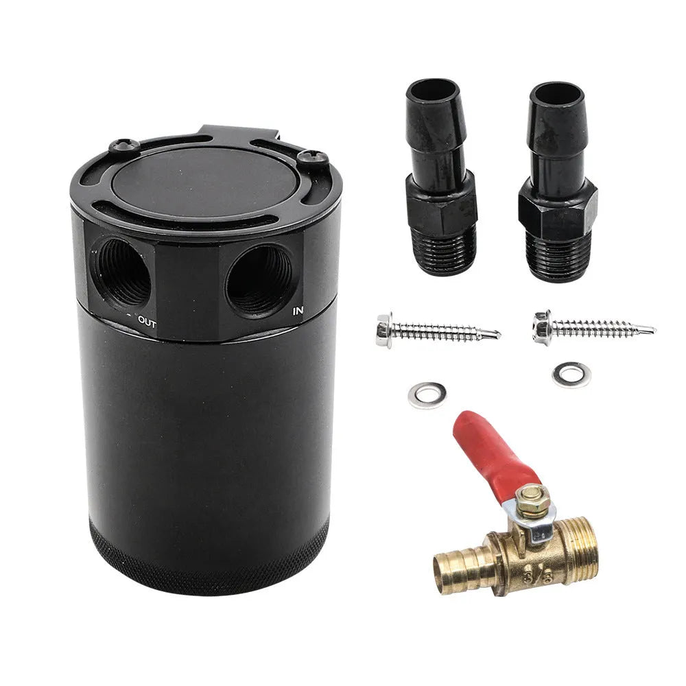 Black aluminium automotive two-hole breathable machine oil pot with connectors