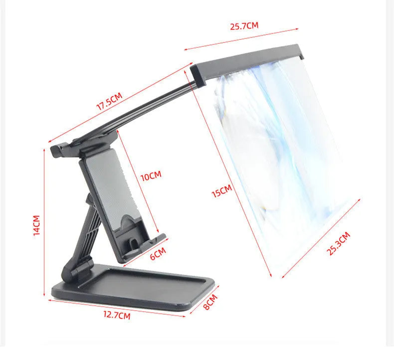 L20 black mobile phone screen magnifier with 12-inch display and adjustable bracket