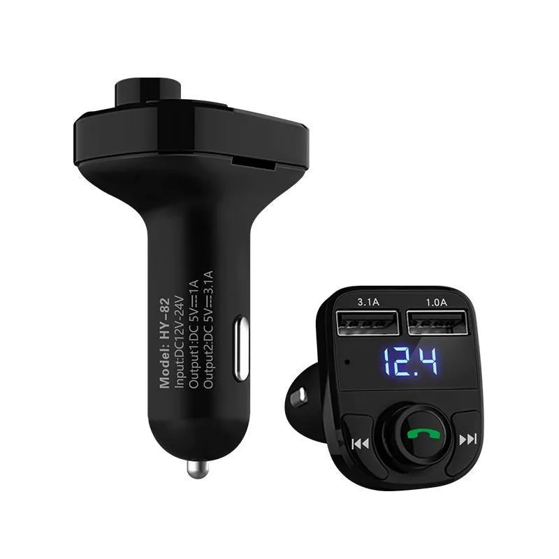 HY82 car MP3 Bluetooth FM transmitter with USB charging ports for cigarette lighter installation