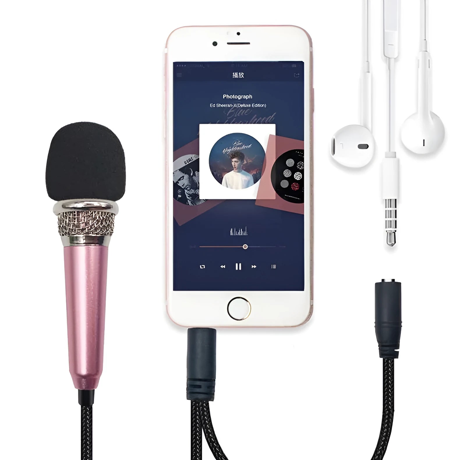 T3 Mini Karaoke Condenser Wired Microphone in gold, blue, red, and silver colour options.