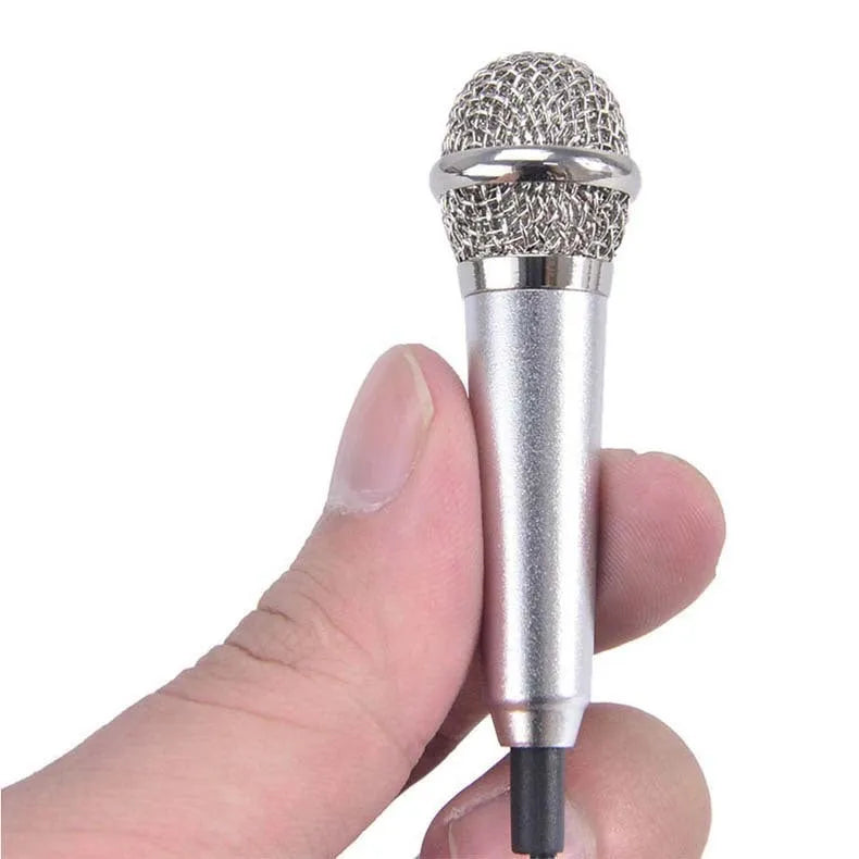 T3 Mini Karaoke Condenser Wired Microphone in gold, blue, red, and silver colour options.
