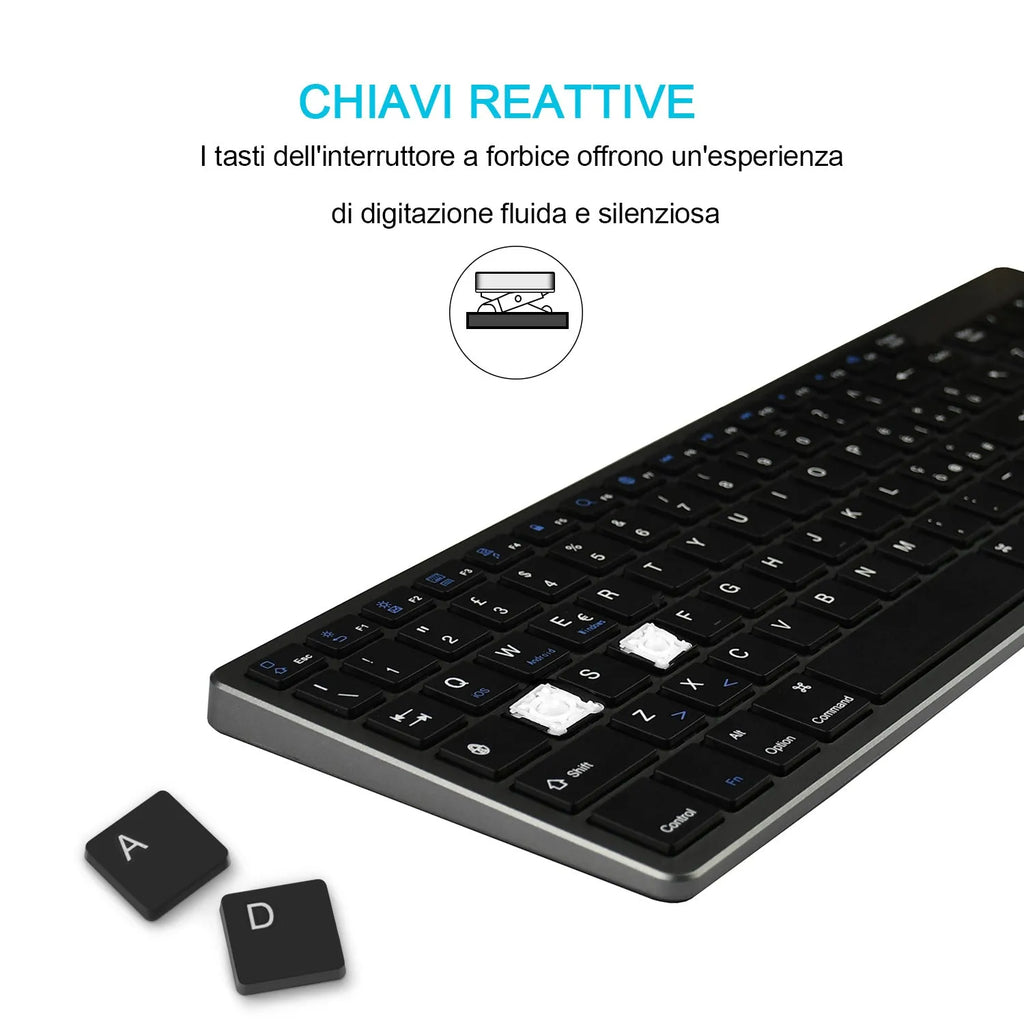 White ultra-thin universal Bluetooth keyboard with 104 keys for tablets and notebooks