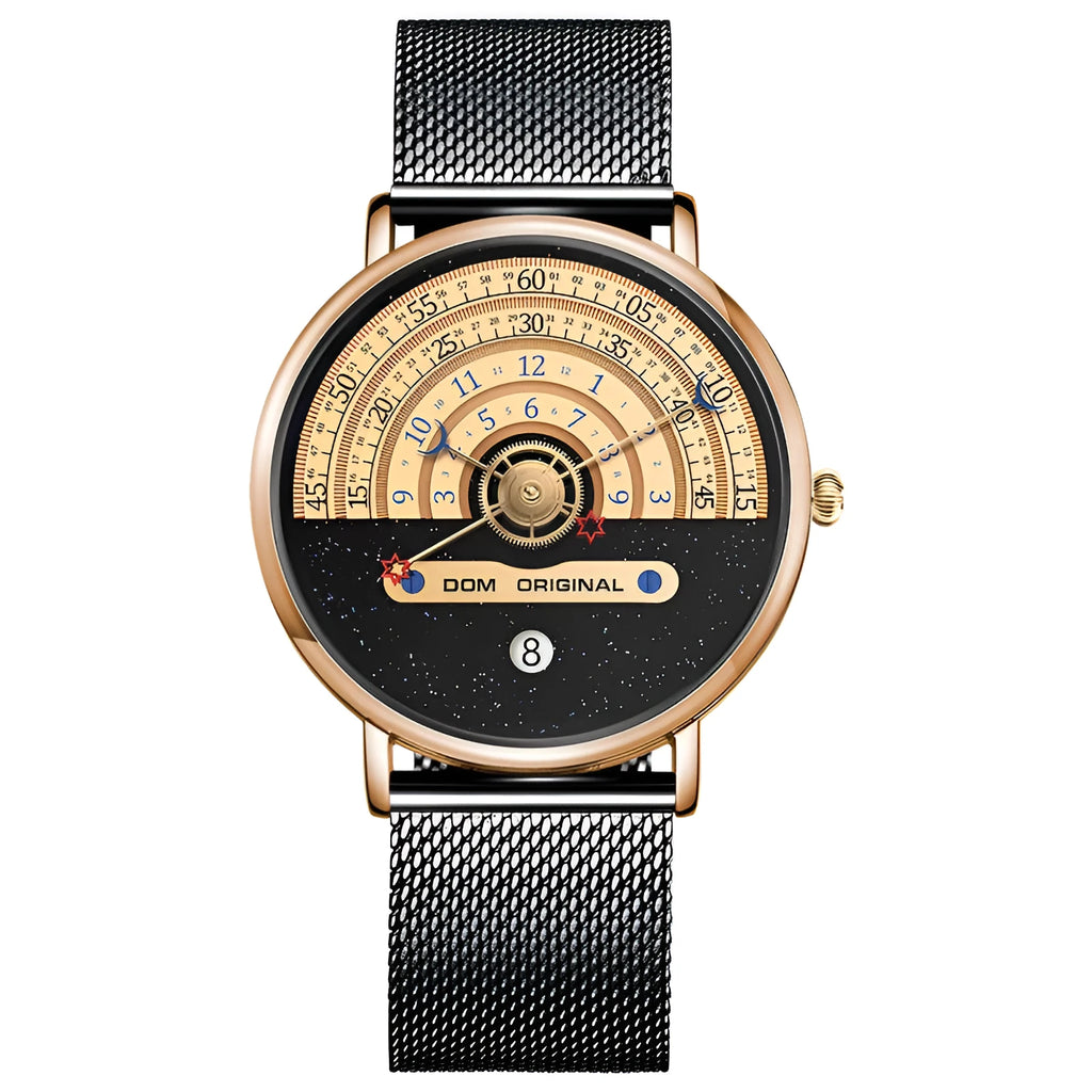 Men's sports watch M-1288 with round 40mm dial, alloy case, and stainless steel bracelet