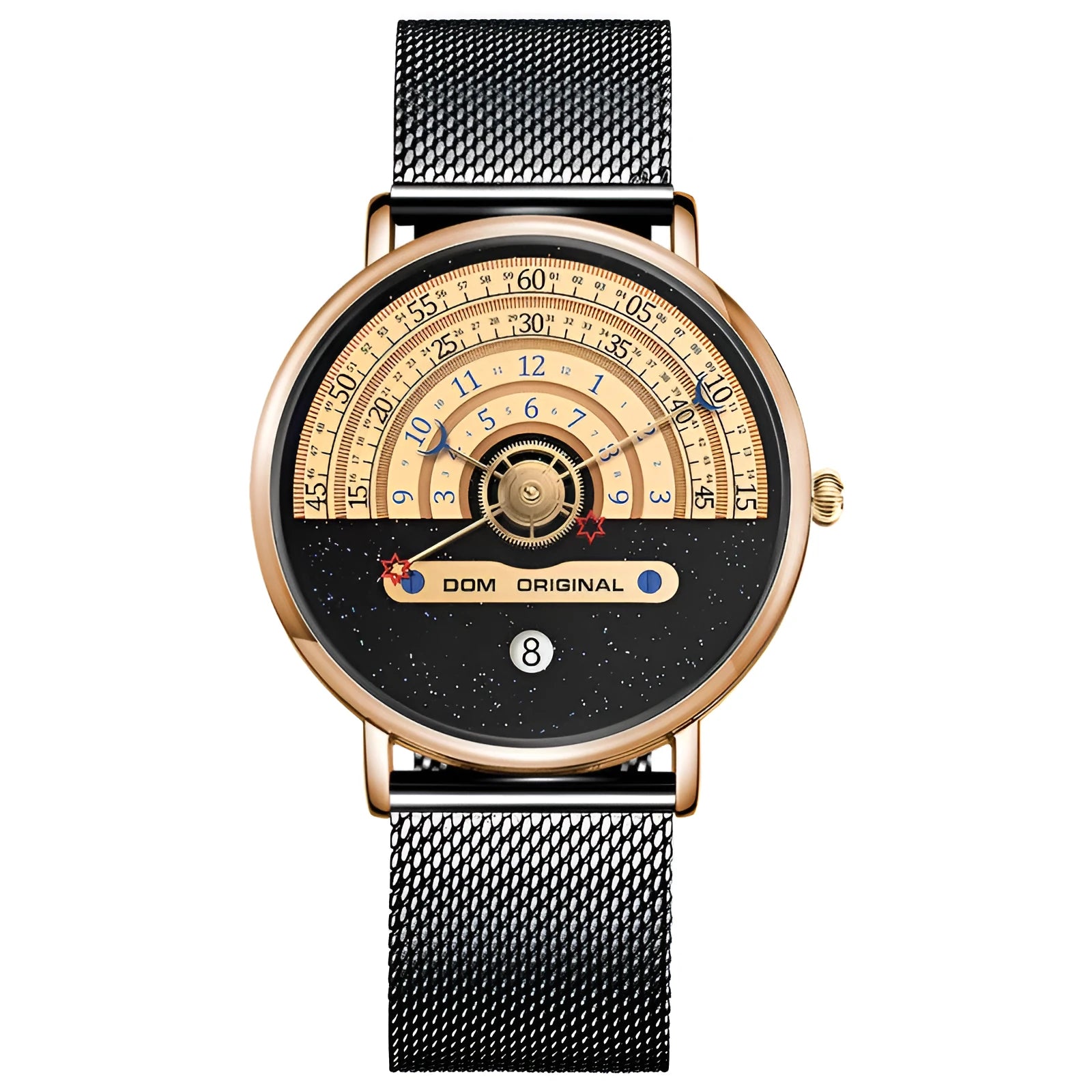 Men's sports watch M-1288 with round 40mm dial, alloy case, and stainless steel bracelet