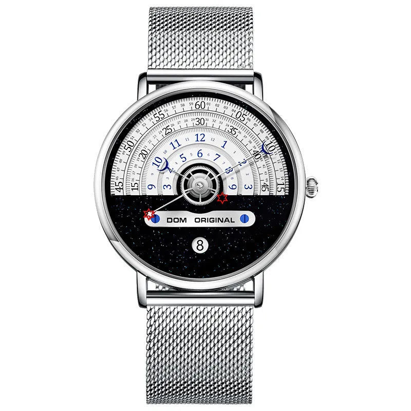 Men's sports watch M-1288 with round 40mm dial, alloy case, and stainless steel bracelet