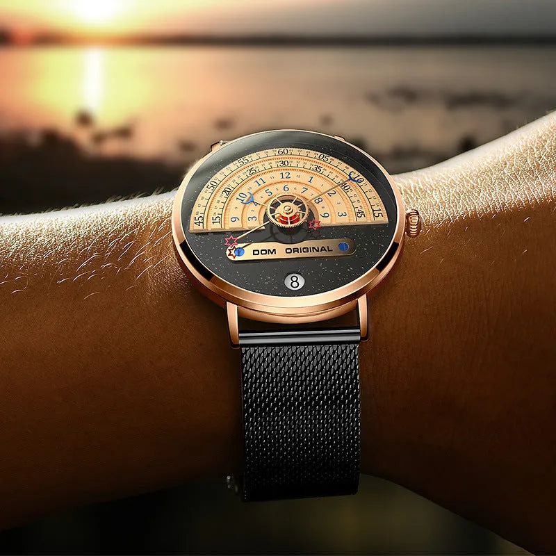 Men's sports watch M-1288 with round 40mm dial, alloy case, and stainless steel bracelet