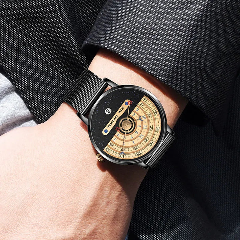 Men's sports watch M-1288 with round 40mm dial, alloy case, and stainless steel bracelet