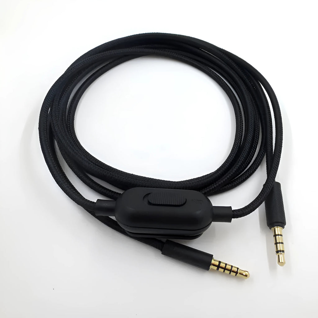 Black universal game headset replacement audio cable with bare copper wire and oxygen-free copper construction