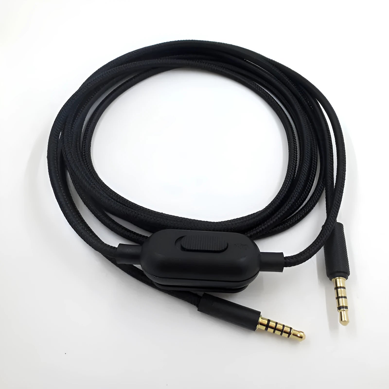 Black universal game headset replacement audio cable with bare copper wire and oxygen-free copper construction