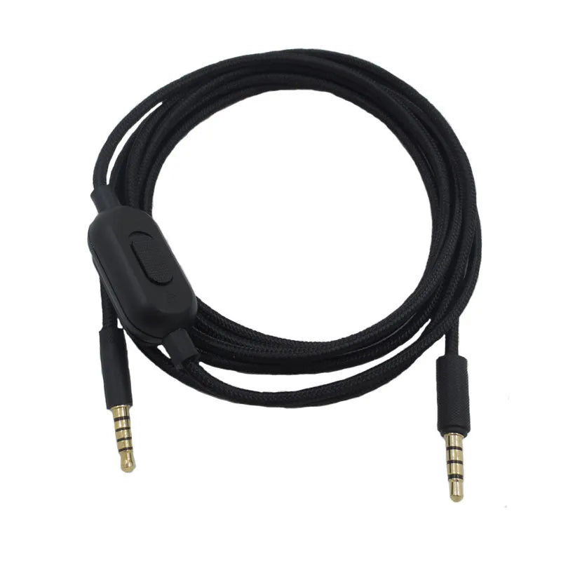 Black universal game headset replacement audio cable with bare copper wire and oxygen-free copper construction