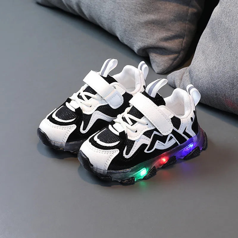 Kids breathable mesh velcro sneakers with rubber sole in black pink and grey
