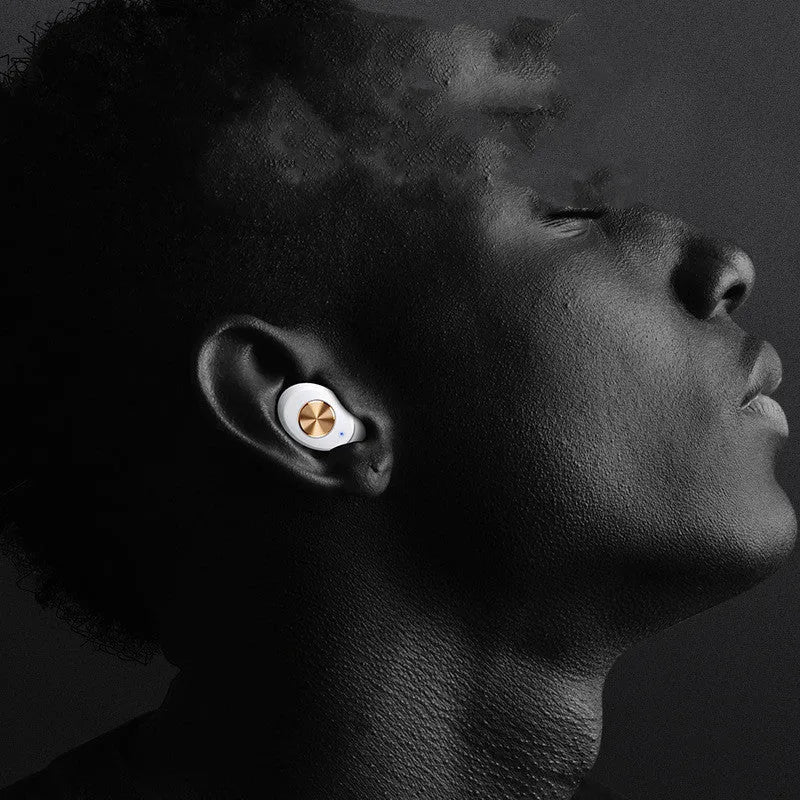 Mini wireless Bluetooth TWS earbuds in charging case with black, white and dark green colour options