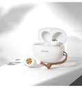 Mini wireless Bluetooth TWS earbuds in charging case with black, white and dark green colour options