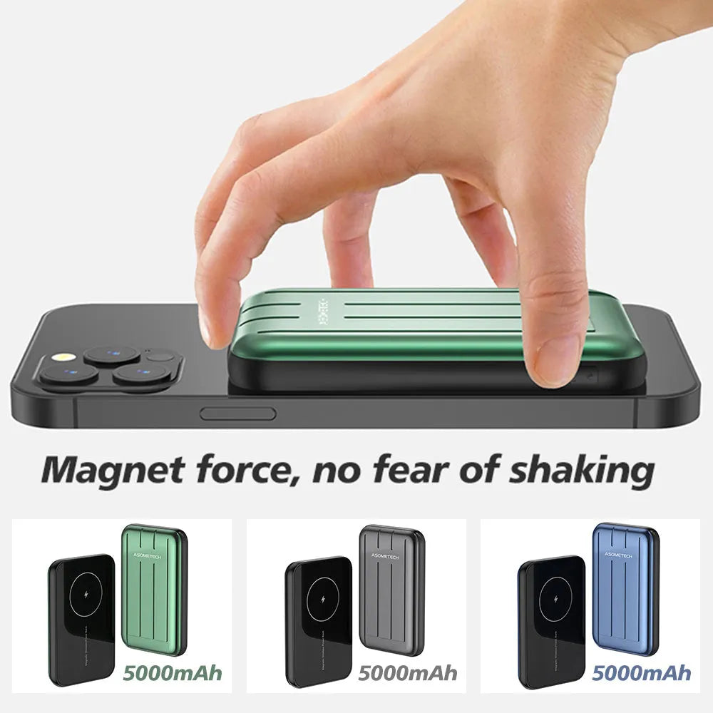 Magnetic wireless power bank charger 5000mAh in blue colour for iPhone 12