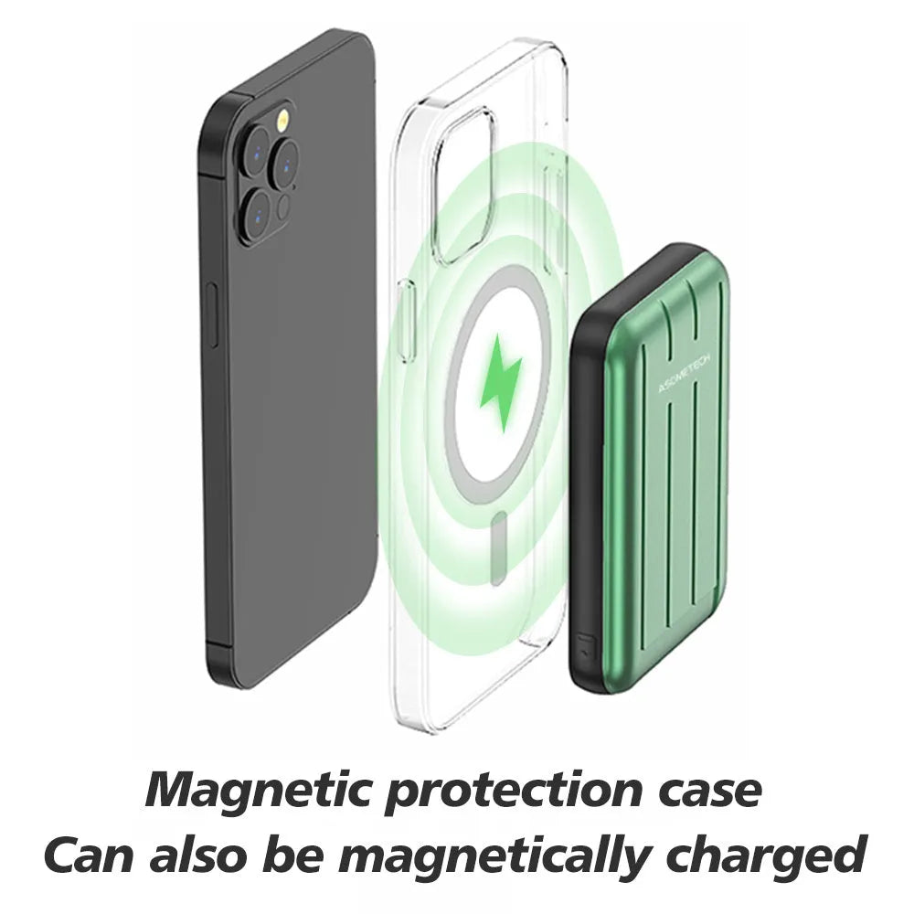 Magnetic wireless power bank charger 5000mAh in blue colour for iPhone 12