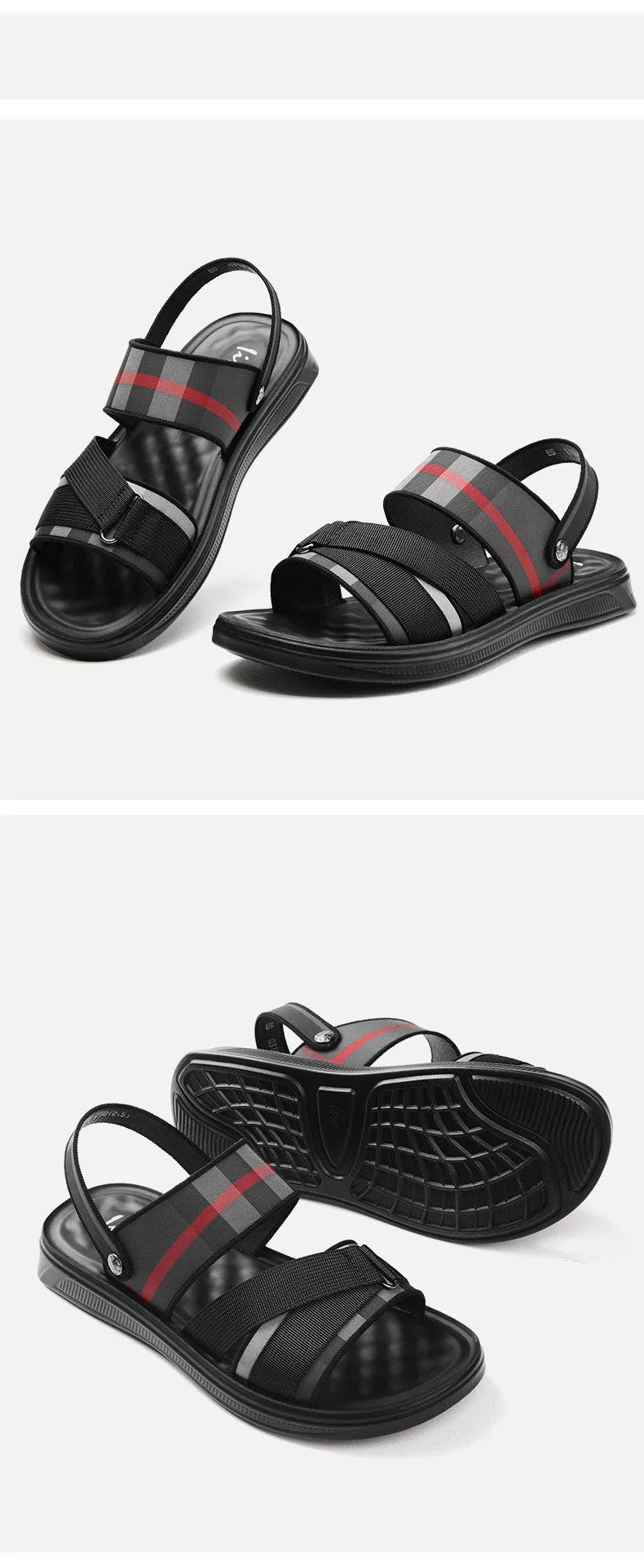 A pair of youth sports sandals with a Lycra upper and polyurethane sole on a light background.